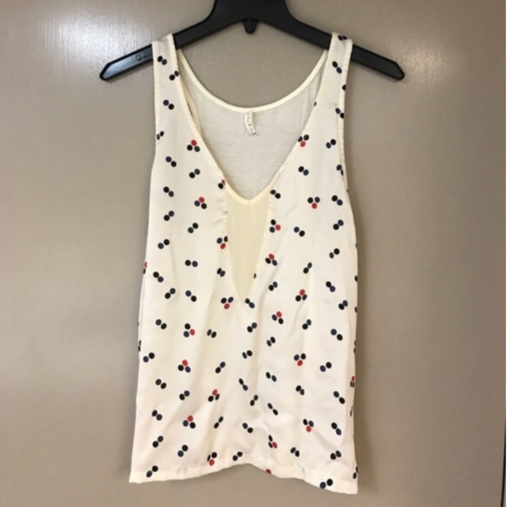 Cream Polka Dot Silky Cami Tank Top